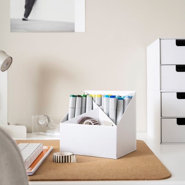 IKEA FJÄDERHARV Desk Organizer White 6 ¼x6 ¼ "