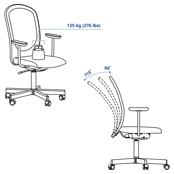IKEA FLINTAN Office Chair With Armrests Black