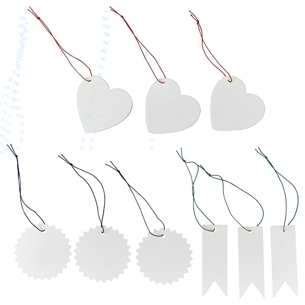 IKEA FÖNSTERFIKUS Label with string set of 9 white