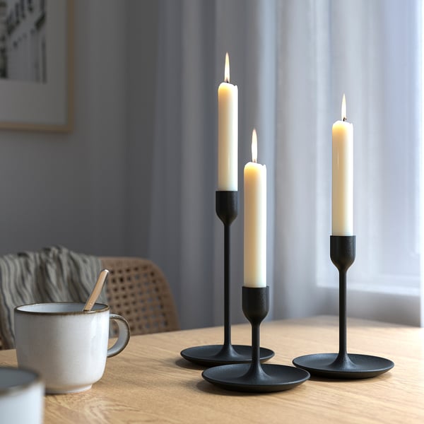 IKEA FULLTALIG Candlestick Set Of 3 Black