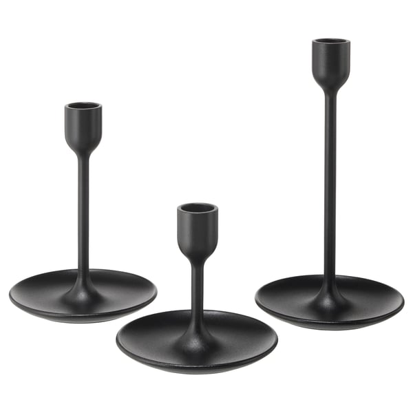 IKEA FULLTALIG Candlestick set of 3 black