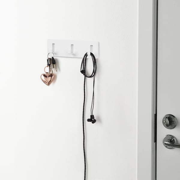 IKEA GALTBOX Rack With 3 Hooks Self-adhesive/white