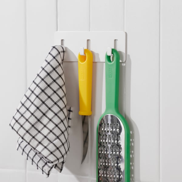 IKEA GALTBOX Rack With 3 Hooks Self-adhesive/white