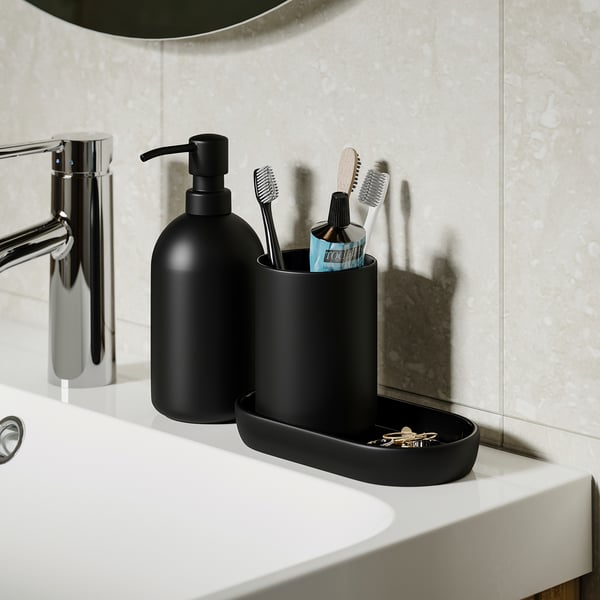 IKEA GANSJÖN 3-piece Bathroom Set Black