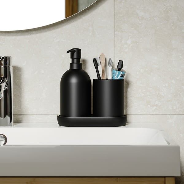 IKEA GANSJÖN 3-piece Bathroom Set Black