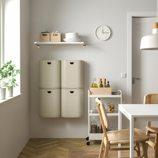 IKEA GÅRDSBUTIK Bin With Lid Gray-beige 6 Gallon