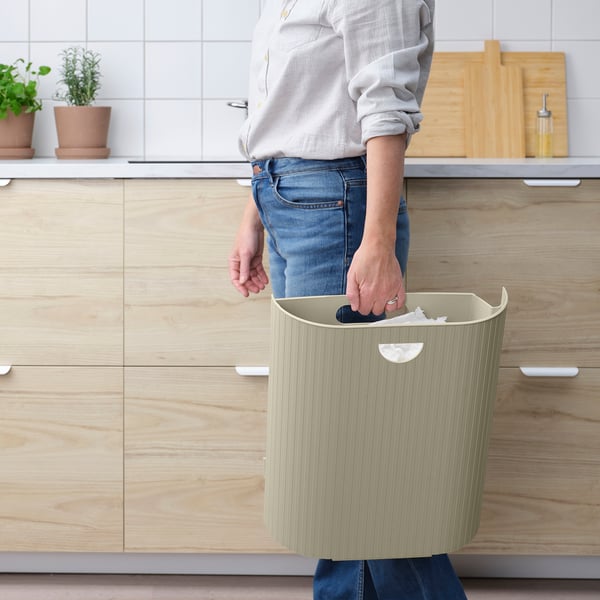 IKEA GÅRDSBUTIK Bin With Lid Gray-beige 6 Gallon