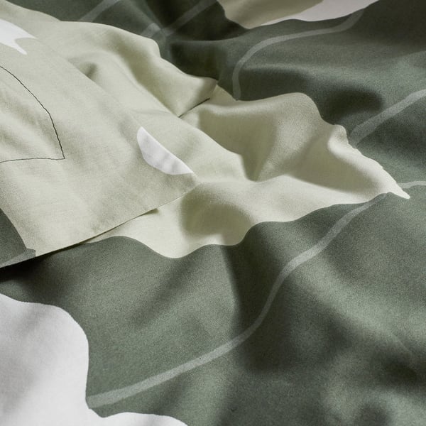 IKEA GETRUTA Comforter Set Green/white Full/Queen