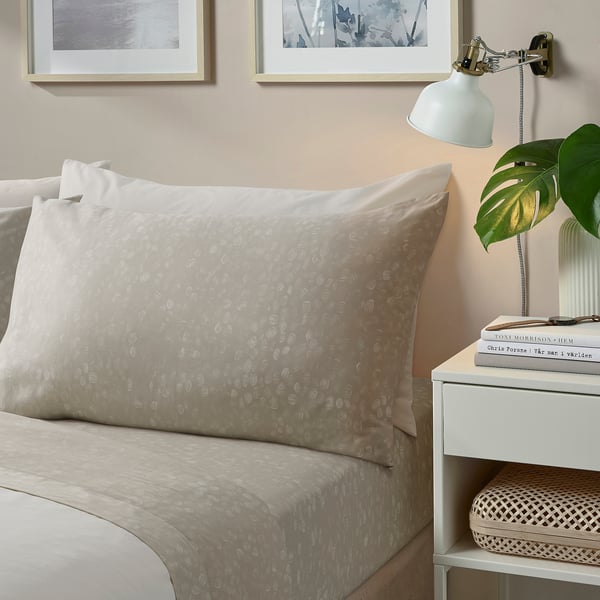 IKEA GINSTFÄLTMAL Sheet Set Beige/white Queen