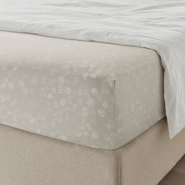 IKEA GINSTFÄLTMAL Sheet Set Beige/white Queen