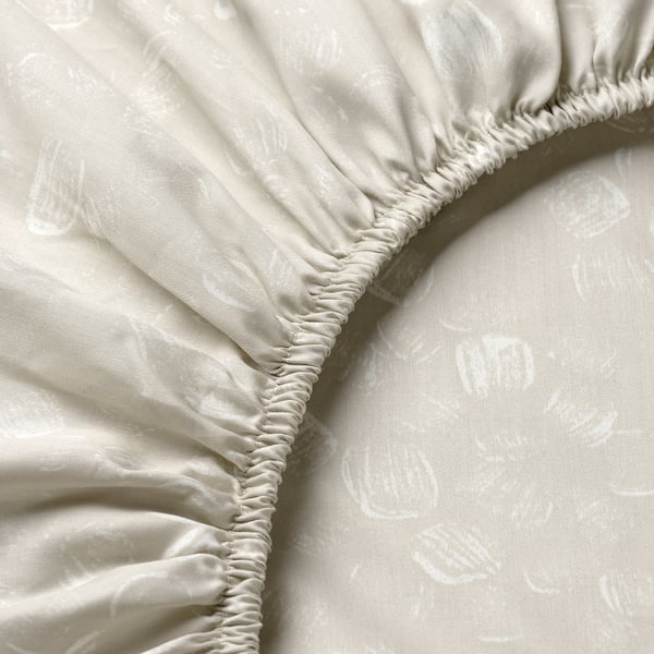 IKEA GINSTFÄLTMAL Sheet Set Beige/white Queen