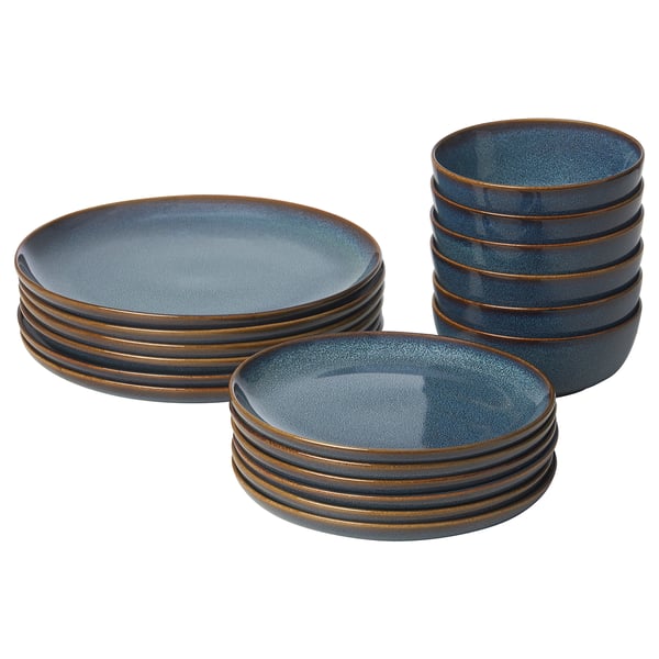 IKEA GLADELIG 18-piece dinnerware set blue