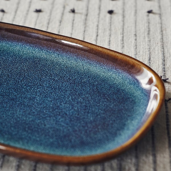 IKEA GLADELIG Plate Blue 8x5 "