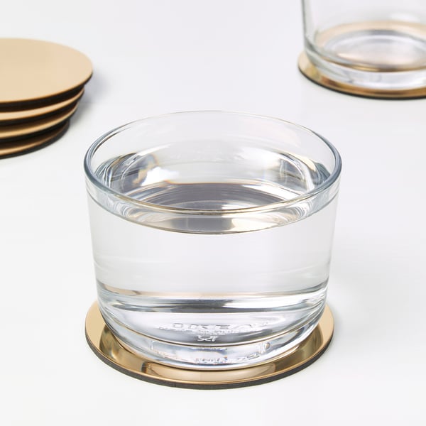 IKEA GLATTIS Coasters With Holder Brass Color 3 "