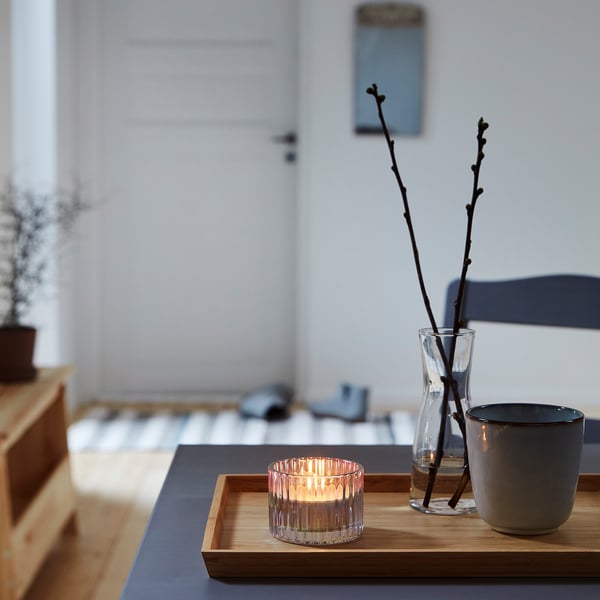 IKEA GLIMMA Unscented Candle In A Metal Cup