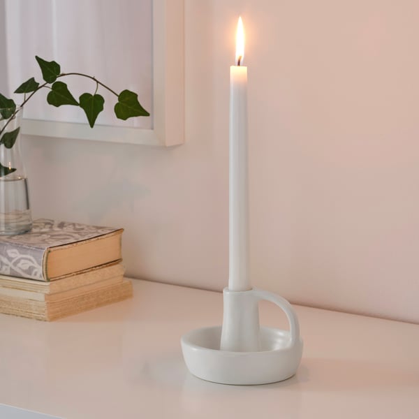 IKEA GODTAGBAR Candlestick Ceramic White 3 "