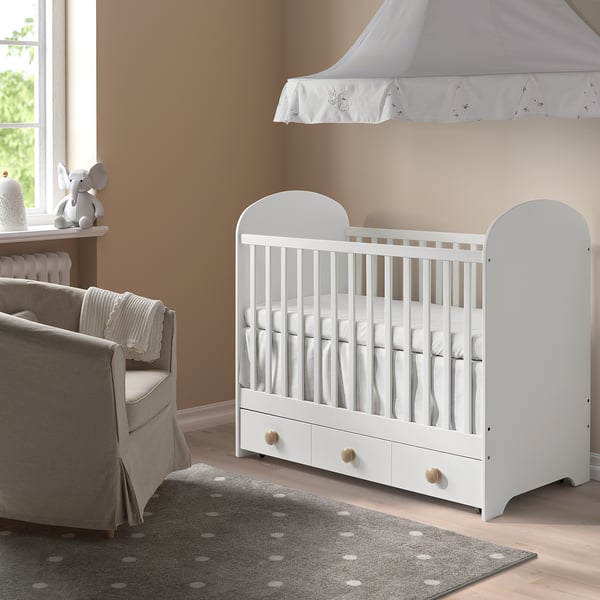 IKEA GONATT Crib With Drawer White 27 1/2x52 "