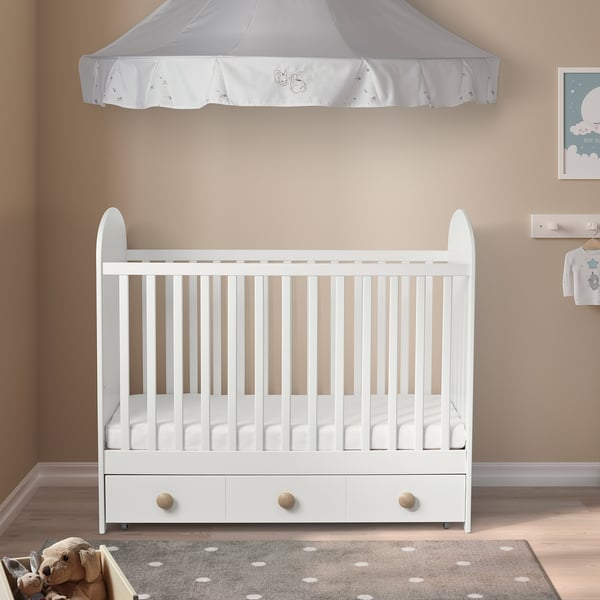 IKEA GONATT Crib With Drawer White 27 1/2x52 "