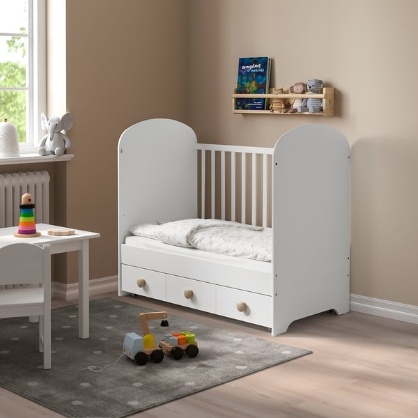 IKEA GONATT Crib With Drawer White 27 1/2x52 "