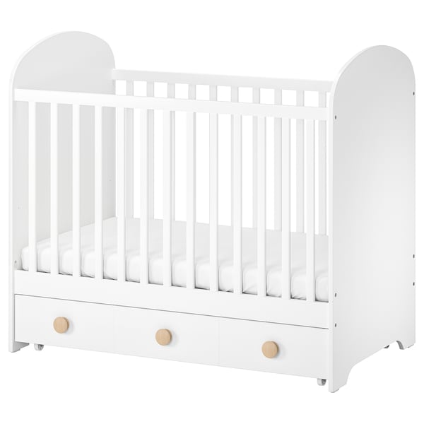 IKEA GONATT Crib with drawer white 27 1/2x52 "