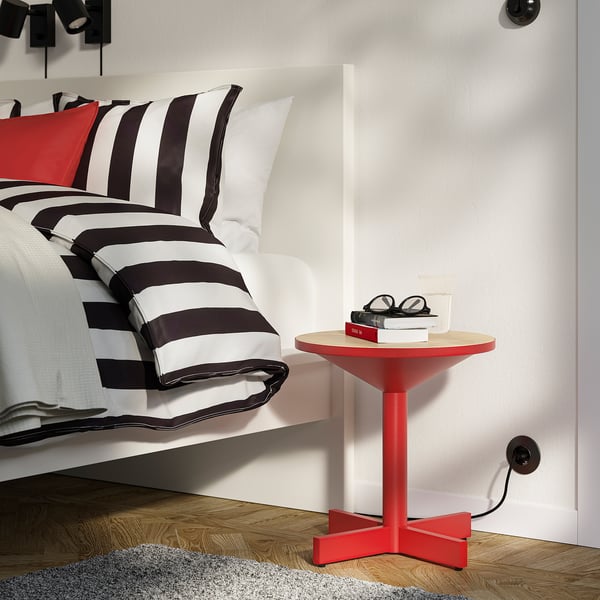 IKEA GRIMSARBO Side Table Pine Plywood/bright Red
