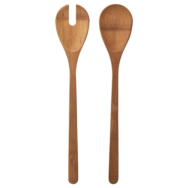 IKEA GRÖNSAKER 2-piece salad serving set bamboo