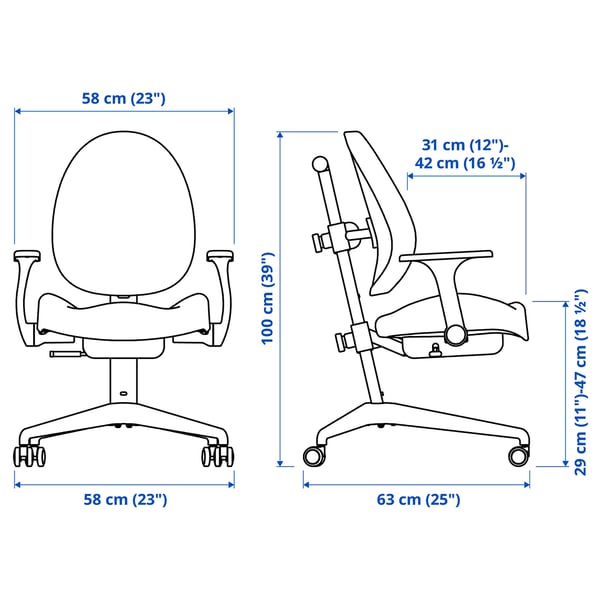 IKEA GUNRIK Child's Desk Chair Turquoise
