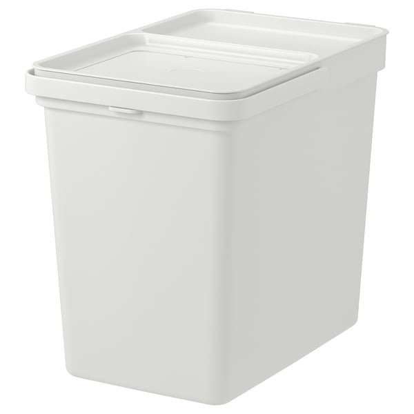 IKEA HÅLLBAR Bin with lid light gray 6 gallon