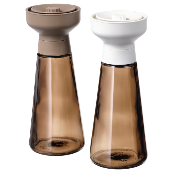 IKEA HALVTOM Spice mill glass/brown 7 ½ "