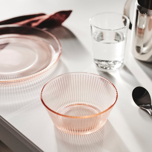 IKEA HAVSGÄDDA Bowl Stripe Pattern/pink 4 ½ "