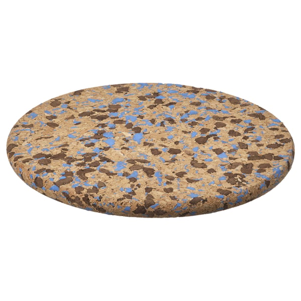 IKEA HEAT Trivet cork patterned/light blue 7 "