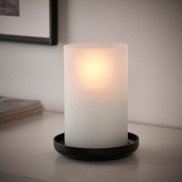 IKEA HEDERVÄRD Lantern Frosted Glass/black 9 "