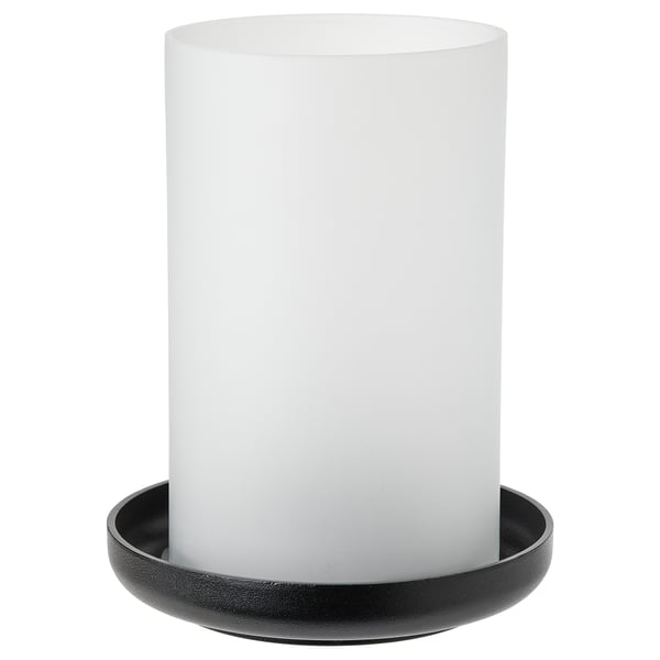 IKEA HEDERVÄRD Lantern frosted glass/black 9 "