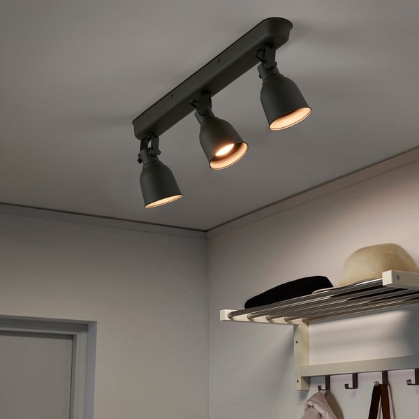 IKEA HEKTAR Ceiling Track 3 Spotlights Dark Gray