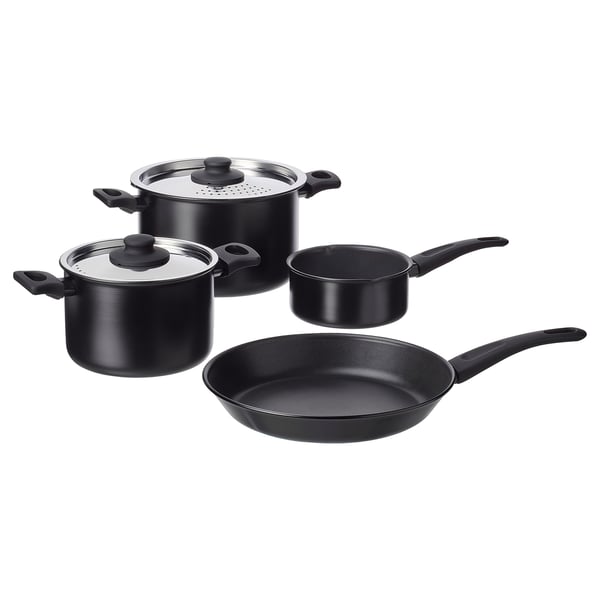IKEA HEMLAGAD 6-piece cookware set black