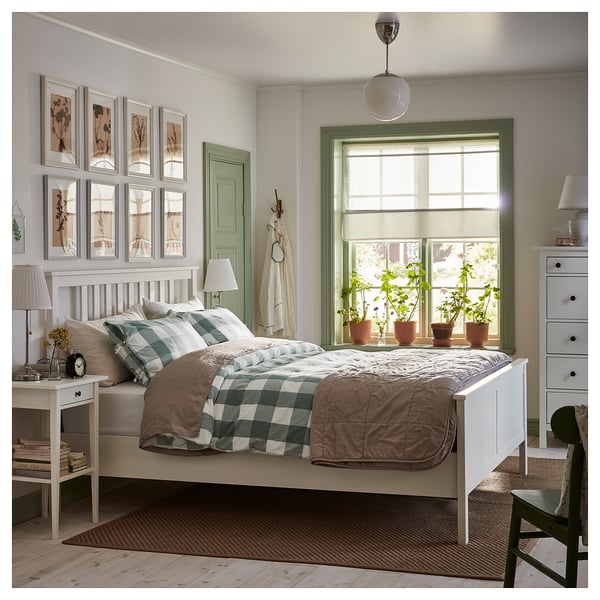 IKEA HEMNES Bed Frame White Stain/Luröy Queen