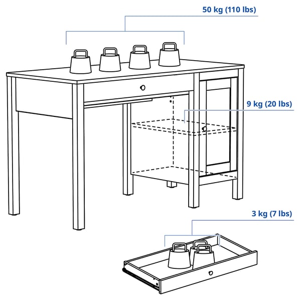 IKEA HEMNES Desk Black-brown 47 1/4x21 5/8 "