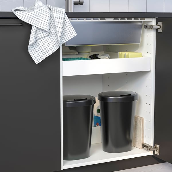 IKEA HÖLASS Bin With Lid Black 2 Gallon