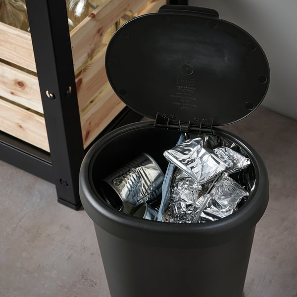 IKEA HÖLASS Bin With Lid Black 2 Gallon