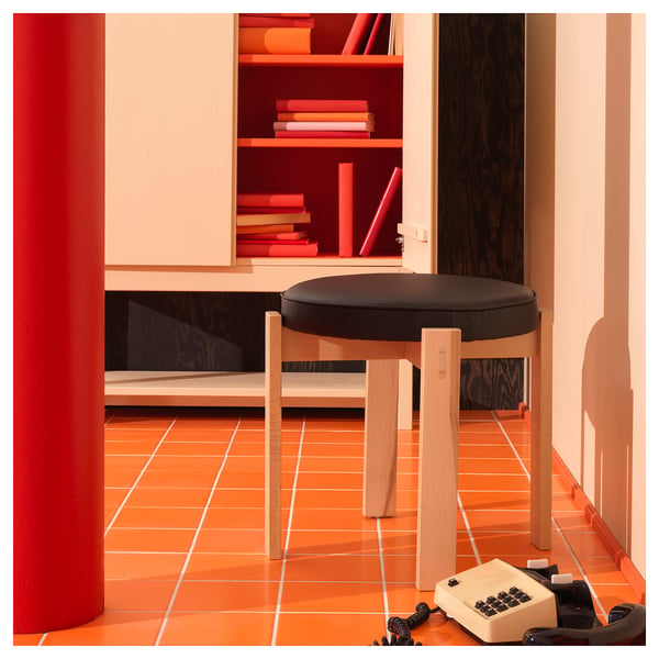 IKEA HOLMSJÖ Stool Beech/Jonsbyn Black