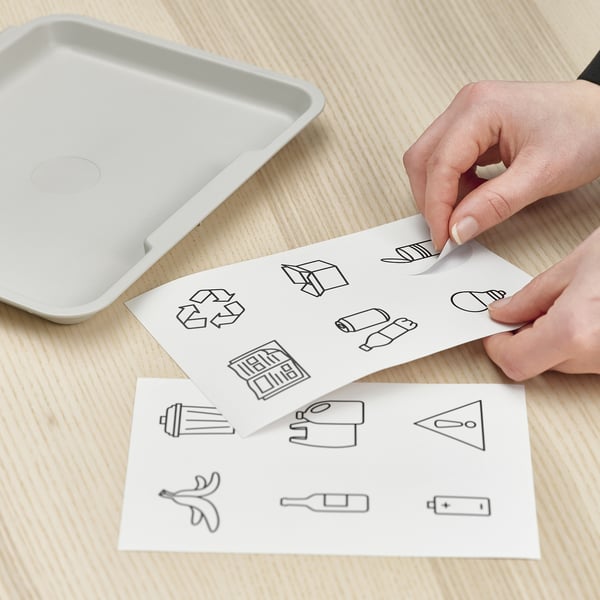 IKEA HUSBONDE 12-piece Sticker Set Trash & Recycling
