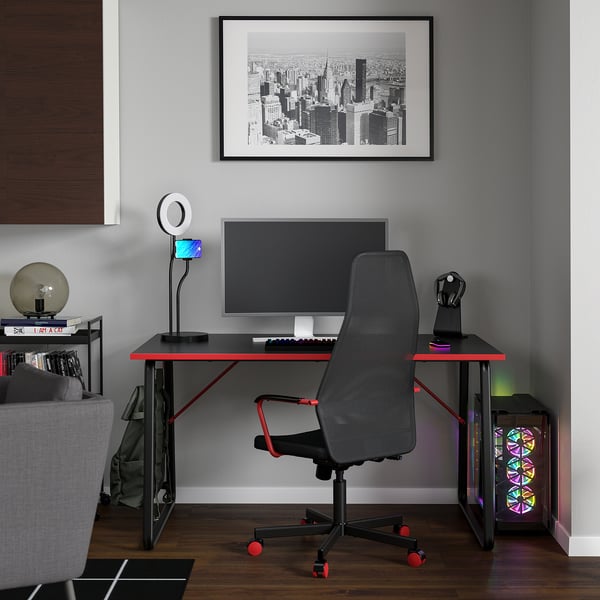IKEA HUVUDSPELARE Gaming Desk And Chair Black