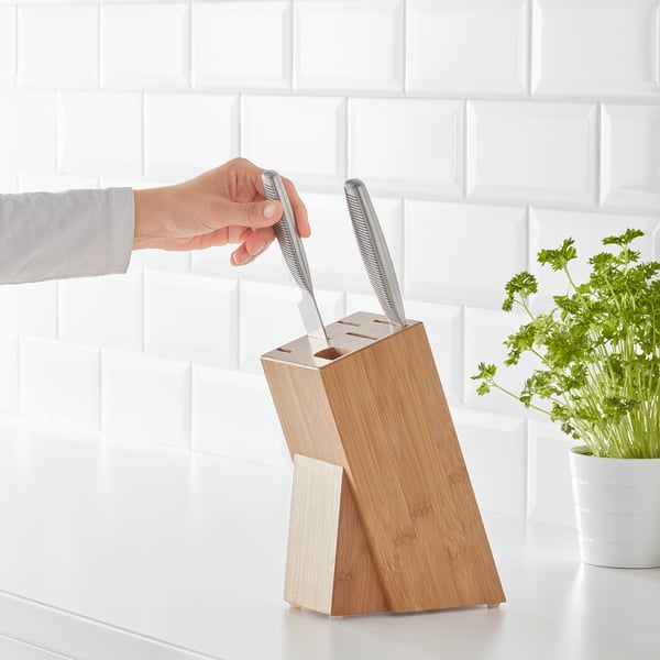 IKEA HYVLA Knife Block Bamboo