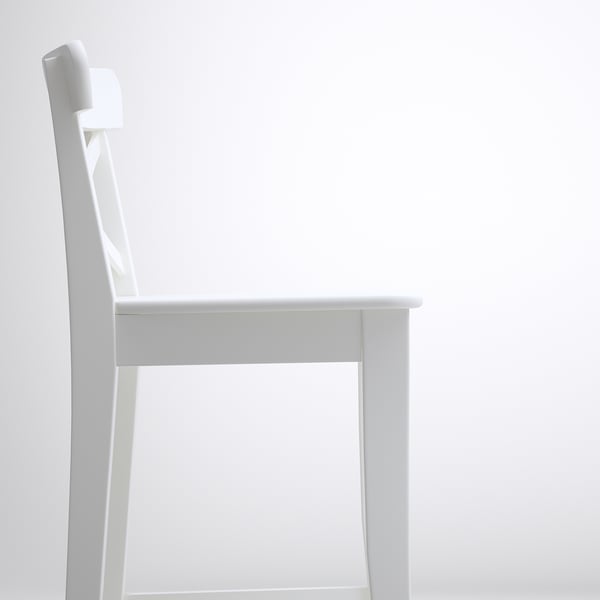 IKEA INGOLF Bar Stool With Backrest White 29 1/8 "