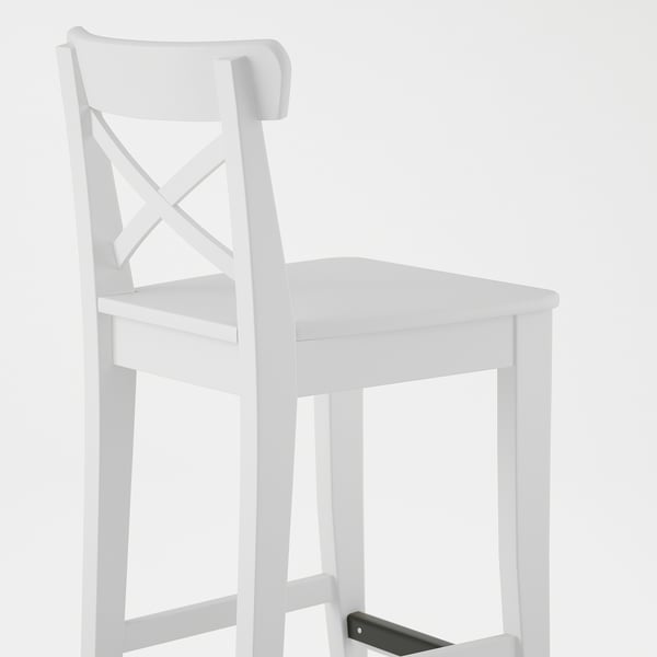 IKEA INGOLF Bar Stool With Backrest White 29 1/8 "