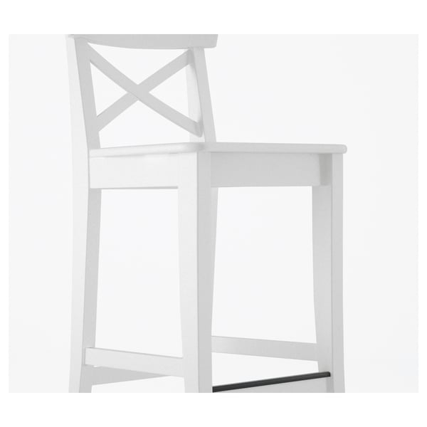 IKEA INGOLF Bar Stool With Backrest White 29 1/8 "