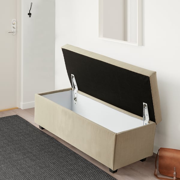 IKEA INNDYR Storage Bench Nordvalla Beige/black