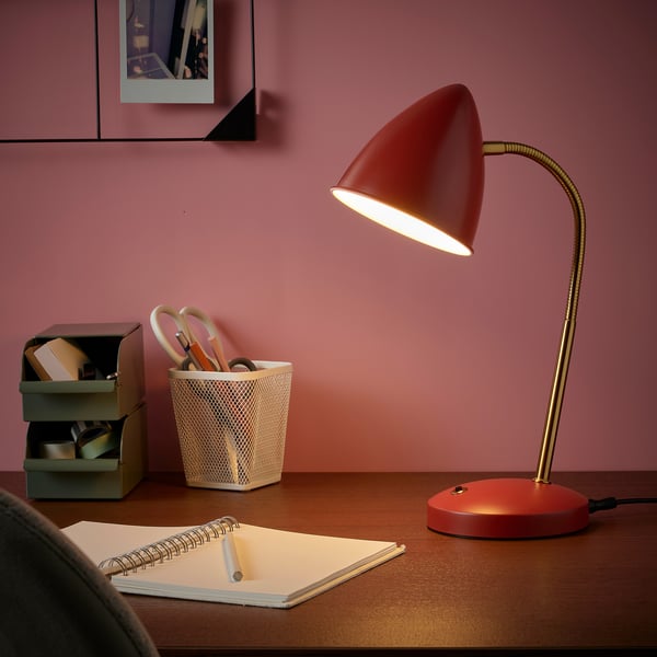 IKEA ISNÅLEN LED Work Lamp Red/brass Color
