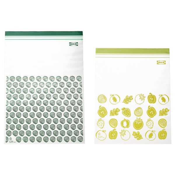 IKEA ISTAD Resealable bag patterned/green 6/5 qt