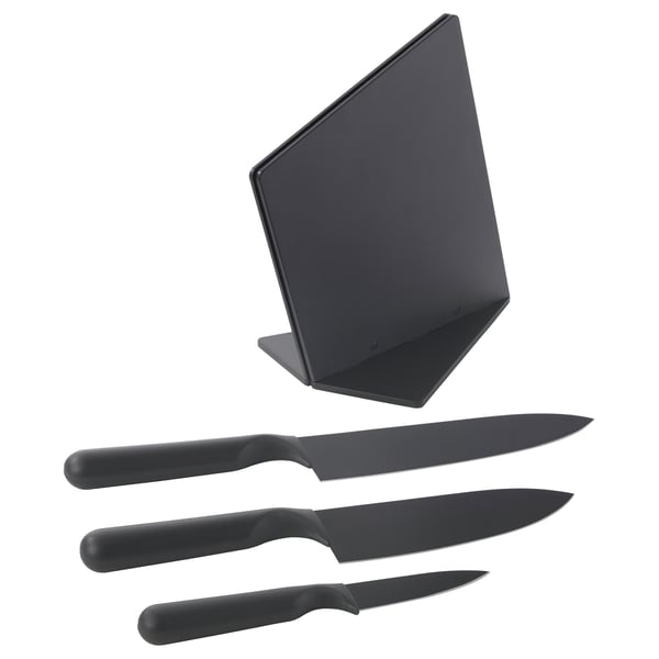 IKEA JÄMFÖRA Knife block with 3 knives black